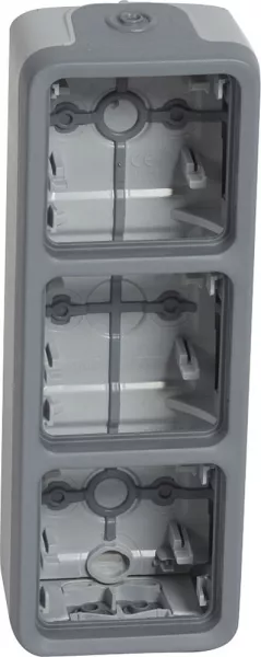 legrand-bo�tier �tanche � embouts 3 postes verticaux plexo composable ip55 - gris (069679)