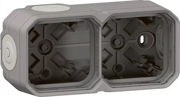 legrand-bo�tier saillie � embouts 2 postes horizontaux et verticaux plexo gris (069672l)