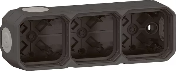 legrand-bo�tier saillie � embouts 3 postes horizontaux et verticaux plexo anthracite (069603l)