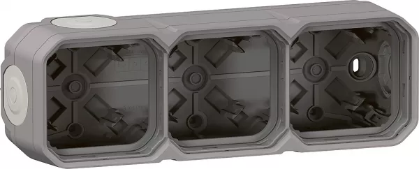 legrand-bo�tier saillie � embouts 3 postes horizontaux et verticaux plexo gris (069680l)