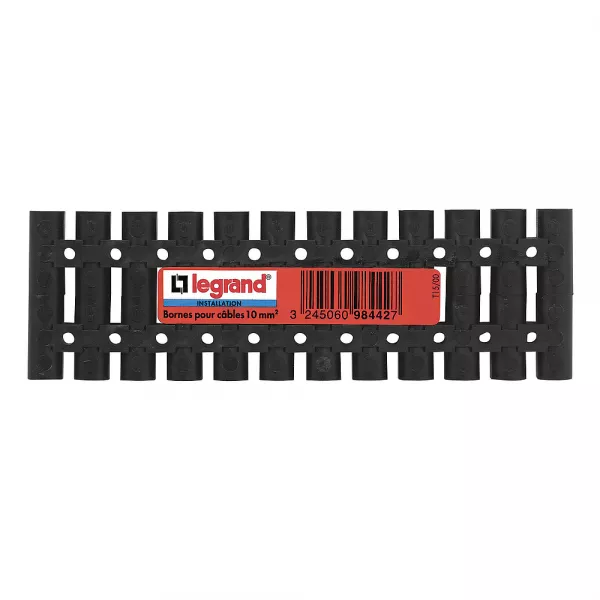 legrand-borne de raccordement � broches suprem - 10mm� - 25a - 2 x 12 bornes - noir (098442)