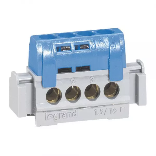 legrand-bornier de neutre - 4 bornes pour c�ble 1,5 � 16 mm� - bleu (092780)
