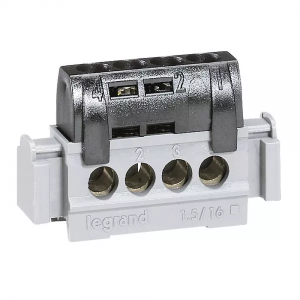 legrand-bornier de phase - 4 bornes pour c�ble 1,5 � 16 mm� - noir (092779)