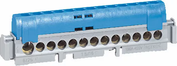 legrand-bornier de r�partition isol� ip2x neutre - 1 connexion 6-25mm� -bleu -long.176mm (004846)