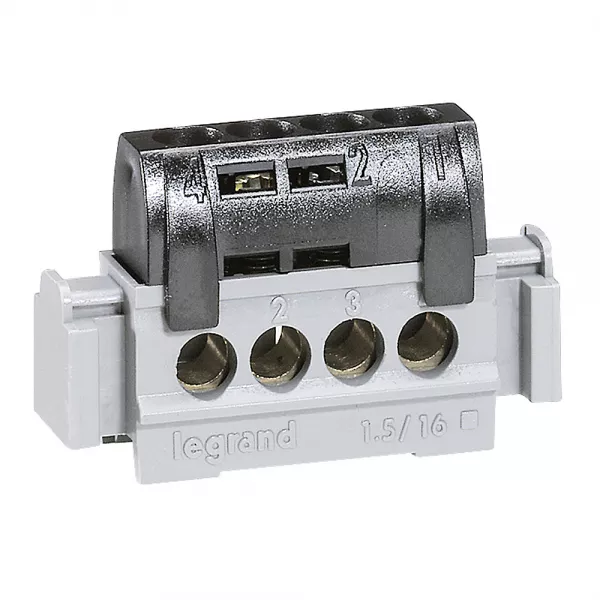 legrand-bornier de r�partition isol� ip2x phase - 4x1,5mm� � 16mm� noir - longueur 47mm (004850)