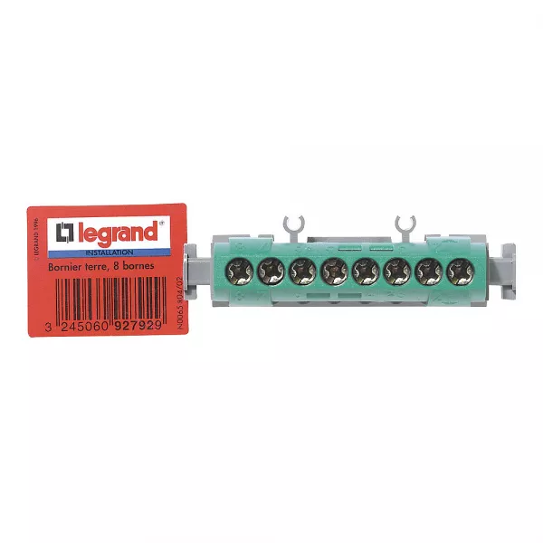 legrand-bornier de terre - 8 bornes pour c�ble 1,5mm� � 16mm� - vert (092792)