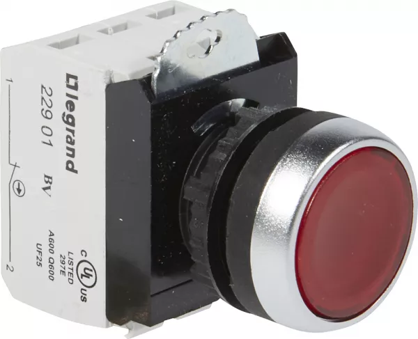 legrand-bouton lumineux � impulsion affleurant ip69 osmoz complet - rouge - 230v~ (023758)