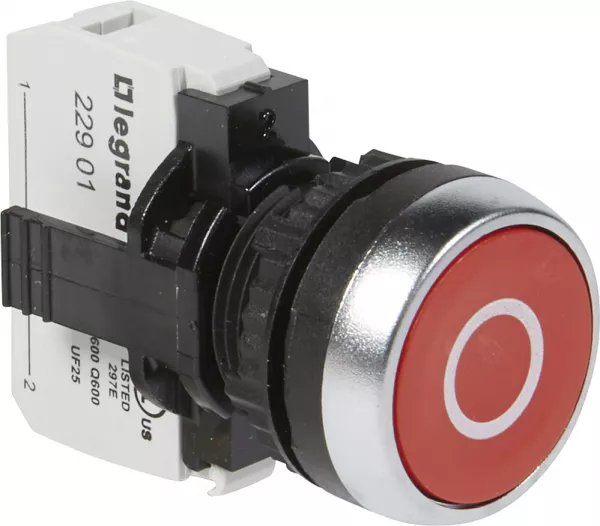legrand-bouton non lumineux � impulsion affleurant ip69 osmoz complet - rouge marqu� o (023708)