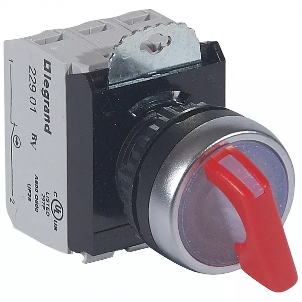 legrand-bouton tournant lumineux manette rouge ip69 osmoz complet - 24v~ 2 positions (023761)