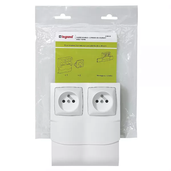 legrand-cadre appareillage saillie 2 postes avec 2 prises de courant pour plinthe (298923)