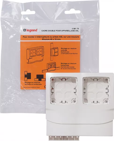legrand-cadre double pour appareillage apparent - pour moulures 16mm (098179)