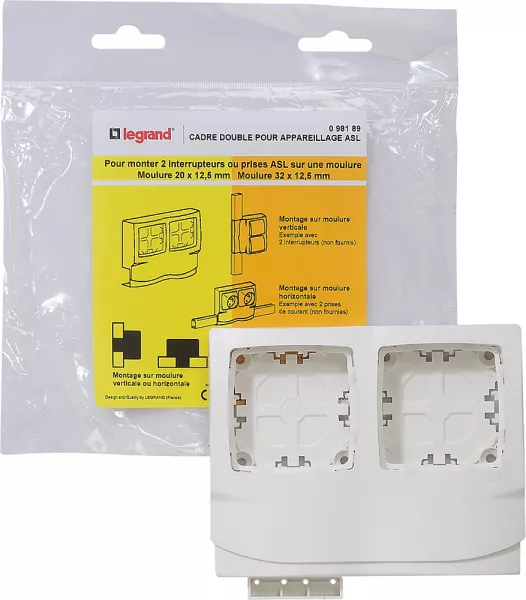 legrand-cadre double pour appareillage saillie pour moulures hauteur 12,5mm (098189)