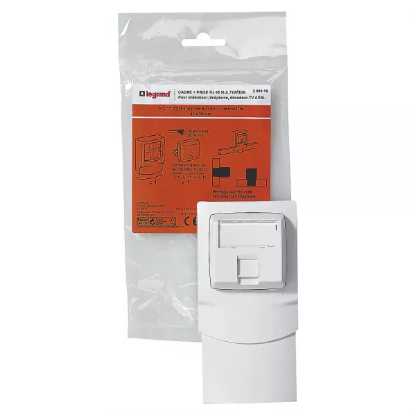legrand-cadre saillie 1 poste avec prise rj45 pour moulure 16mm (298916)