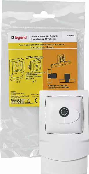 legrand-cadre saillie 1 poste avec prise t�l�vision pour moulure 12,5mm (298904)