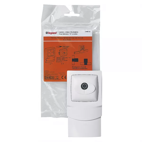 legrand-cadre saillie 1 poste avec prise t�l�vision pour moulure 16mm (298914)