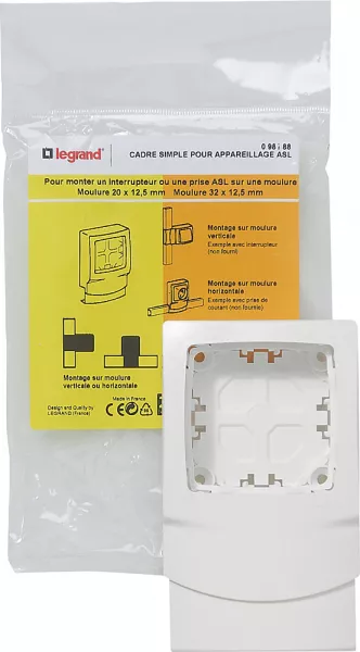 legrand-cadre simple pour appareillage saillie pour moulures hauteur 12,5mm (098188)