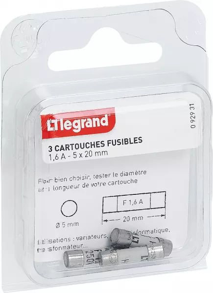legrand-cartouches fusibles pour appareils �lectroniques - 5x20mm - 1,6a (092931)