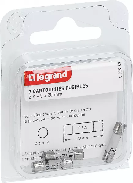 legrand-cartouches fusibles pour appareils �lectroniques - 5x20mm - 2a (092932)