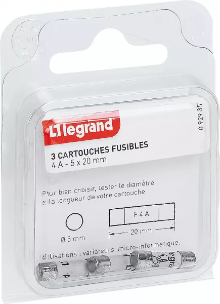 legrand-cartouches fusibles pour appareils �lectroniques - 5x20mm - 4a (092935)