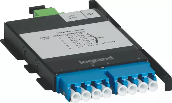 legrand-cassette mpo compatible mtp tr�s haute densit� 8 brins lc os2 type a/c - 9/125?m (032194)