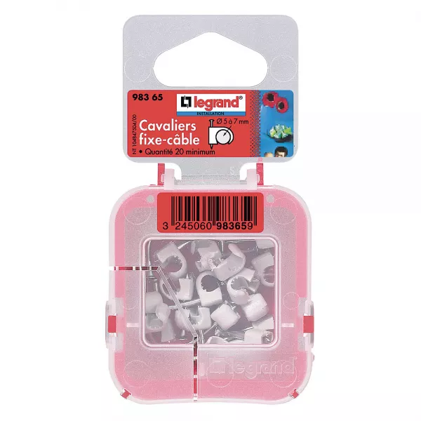 legrand-cavaliers multifix x 20 - souples - pour c�ble �5mm � �7 mm - gris (098365)