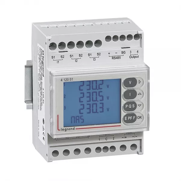 legrand-centrale de mesure emdx� affichage lcd avec sortie rs485/impulsion - 4 modules (412051)
