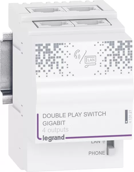 legrand-centrale double play 1 gigabit 4 sorties rj45 - 2,5 modules (413121)