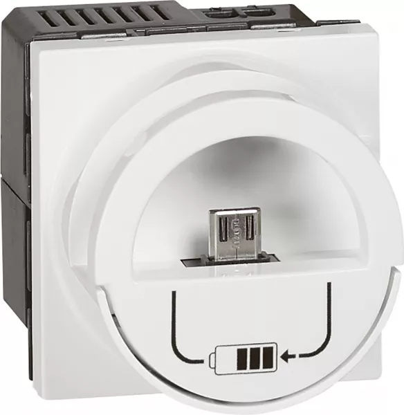 legrand-chargeur mosaic dock micro usb + port usb type-a 2,4a 12w 2 modules - blanc (077596)
