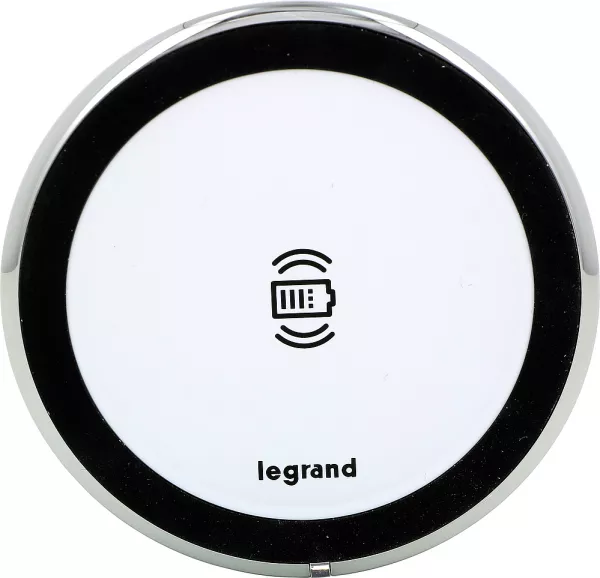 legrand-chargeur sans fil 15w rond diam�tre 80mm - blanc (077642l)