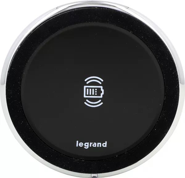 legrand-chargeur sans fil 15w rond diam�tre 80mm - noir (077643l)