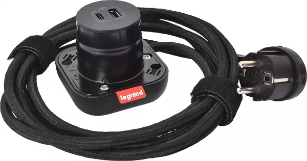legrand-chargeur usb type-a+c electr\'on incara 1 poste - noir (654920)