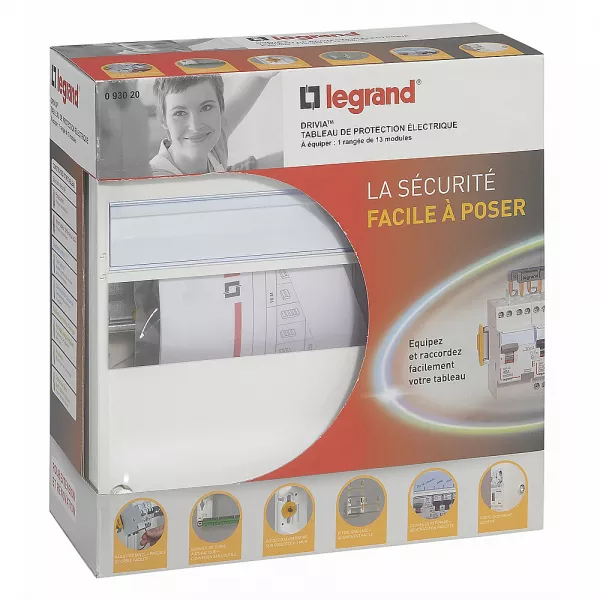 legrand-coffret � �quiper drivia 1 rang�e 13 modules avec borniers 250x250x103,5mm (093020)