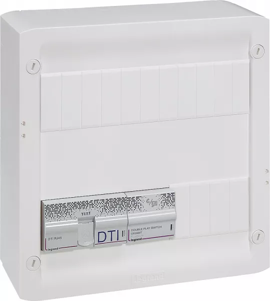legrand-coffret basique double play drivia 13 - 4xrj45 stp + r�partiteur tv 2 sorties (413250)