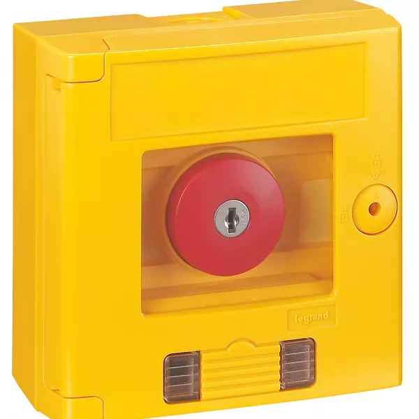 legrand-coffret bris de glace coup de poing ip44 jaune avec voyant - montage en saillie (038000)