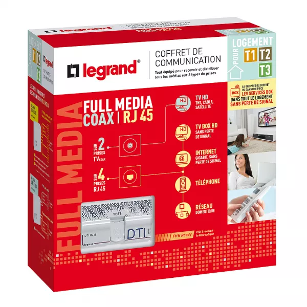 legrand-coffret de communication full media coaxial et rj45 pour t1 � t3 (093076)