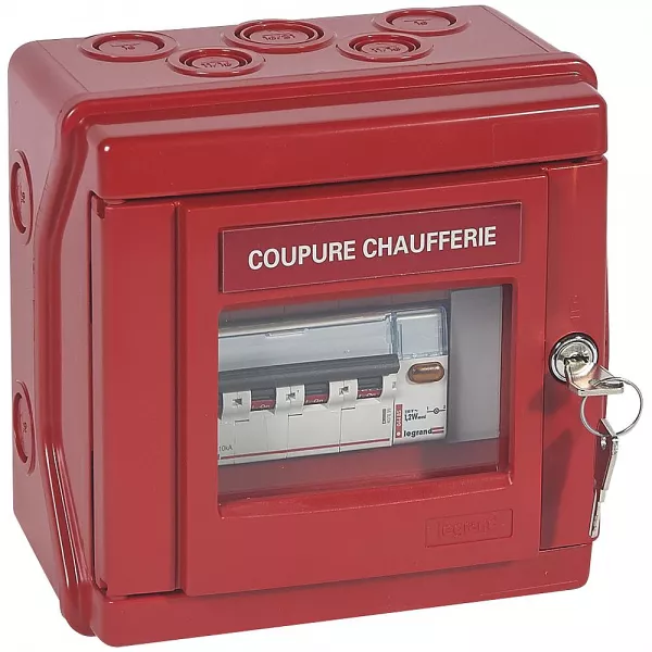 legrand-coffret de s�curit� plexo chaufferie ip55 ik07 �quip� d\'1 disj. 4p + 1 voyant (038090)