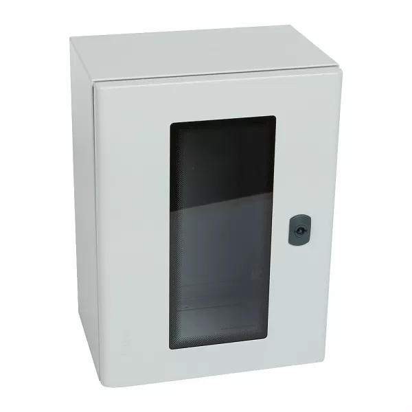 legrand-coffret metal atlantic version vertical 1 porte vitr�e 400x300x200mm avec plaque (036927)