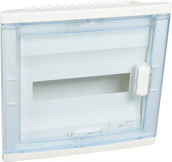 legrand-coffret modulaire encastr� 1 rang�e 12+2 mod -porte isolante galb�e transparente (001521)