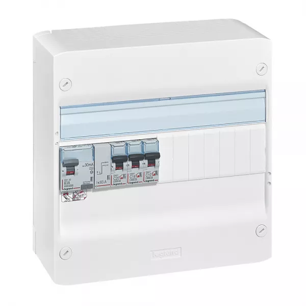 legrand-coffret pr�c�bl� drivia 1 rang�e : 1 inter diff 63a + 3 disjoncteurs -avec porte (200852)