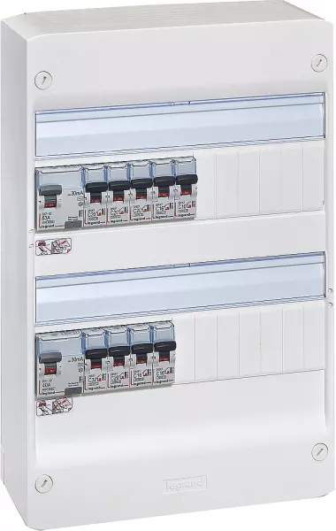 legrand-coffret pr�c�bl� drivia 2 rang�es : 2 inter diff 63a et 40a + 9 disjoncteurs (200849)