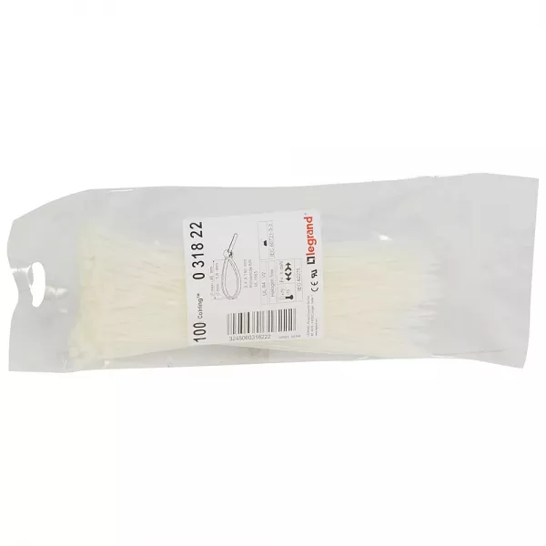 legrand-collier colring largeur 2,4mm - longueur 180mm - sachet de 100 pi�ces - incolore (031822)