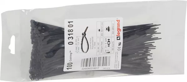 legrand-collier colring largeur 2,4mm longueur 145mm - sachet de 100 - noir (031801)