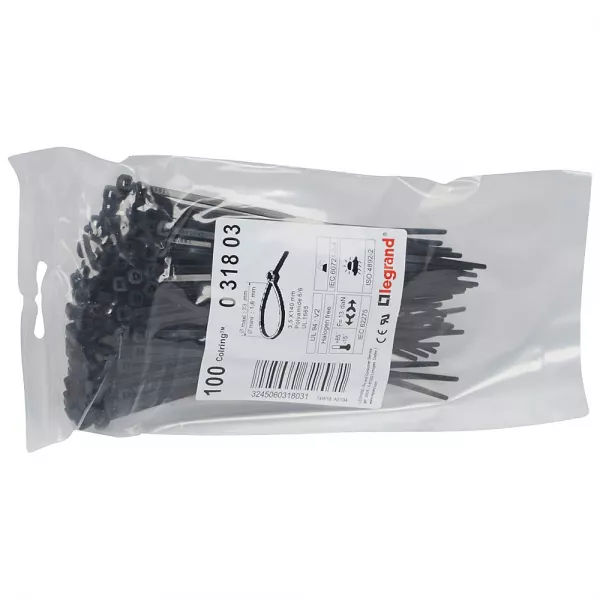 legrand-collier colring largeur 3,5mm longueur 140mm - sachet de 100 - noir (031803)