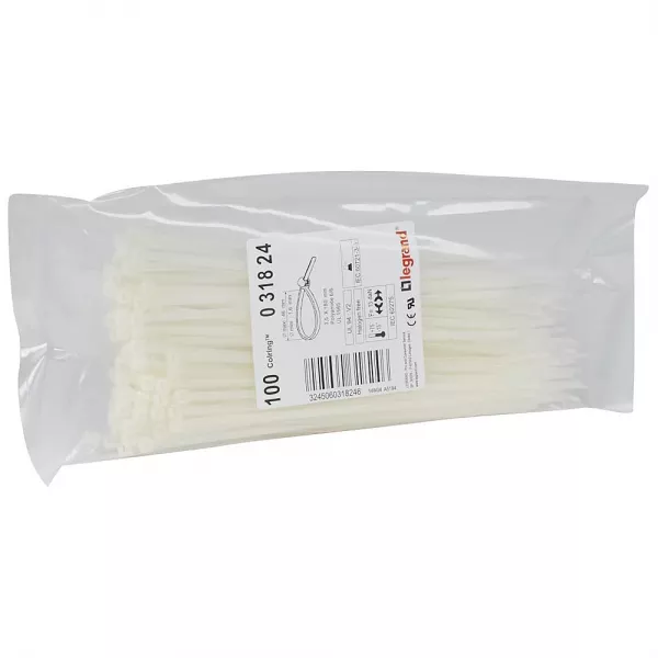 legrand-collier colring largeur 3,5mm longueur 180mm - sachet de 100 - incolore (031824)