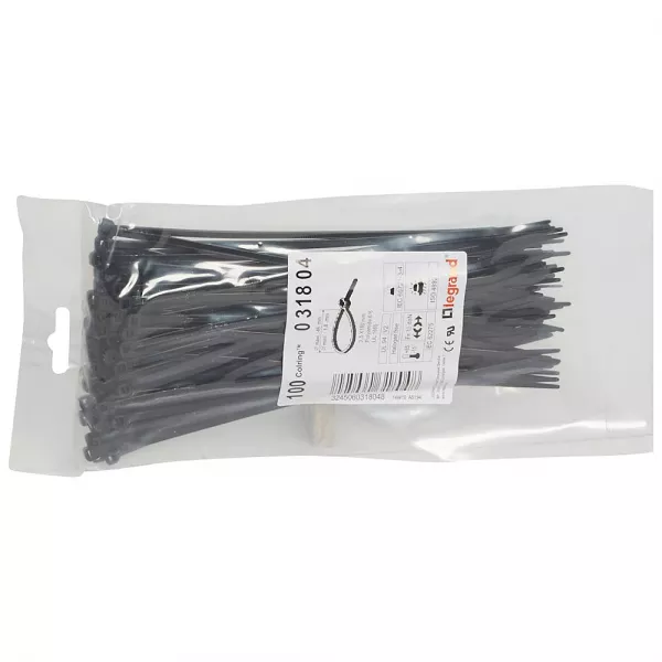 legrand-collier colring largeur 3,5mm longueur 180mm - sachet de 100 - noir (031804)