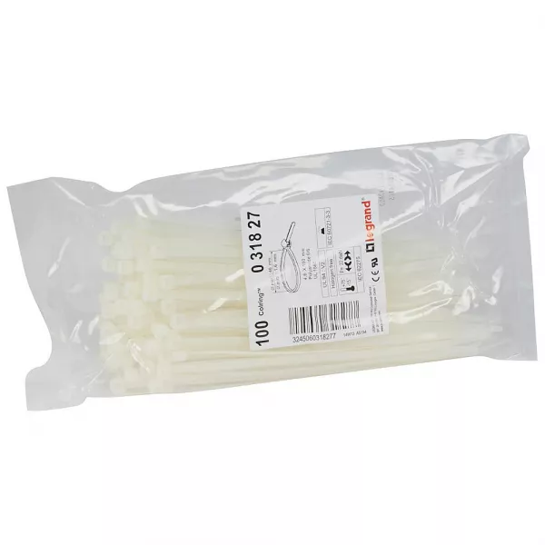 legrand-collier colring largeur 4,6mm longueur 180mm - sachet de 100 - incolore (031827)