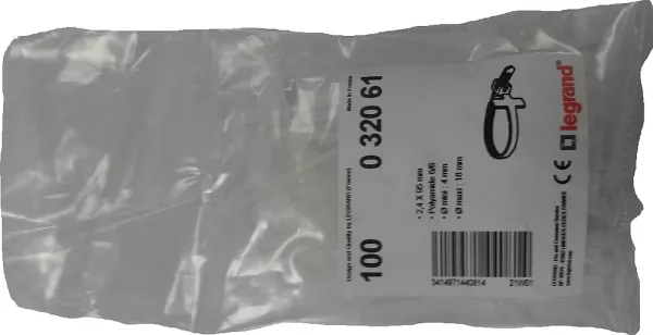legrand-collier identific colring - dent int polyamide 6/6 - l 2,4 - l 95 - incolore (032061)