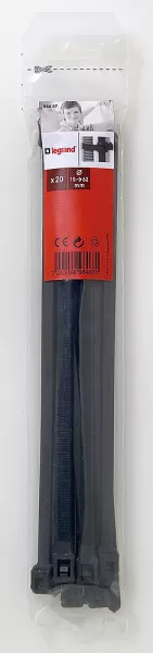 legrand-colliers de serrage int�rieur/ext�rieur x20 - larg. 7,6mm - long. 260mm - noir (098467)