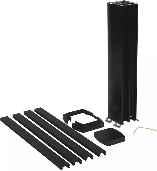 legrand-colonnette clippage direct 4 compart h. 0,68m couvercle pvc corps en alu - noir (653045)