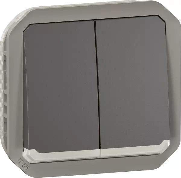 legrand-commande double interrupteur ou poussoir lumineux plexo composable anthracite (069806l)